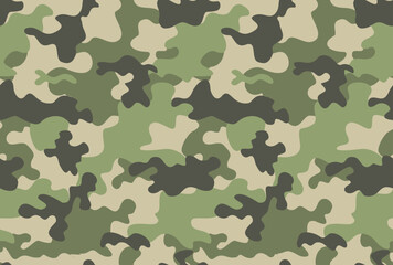 Green camouflage pattern vector texture military background, modern classic print