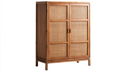 Natural Bamboo Wardrobe with Rattan Doors, Closet , Furniture