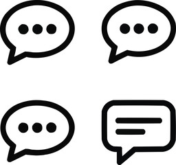 Chat Message Bubble Vector Icon Set  Communication and Online Conversation