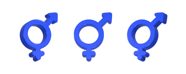 double gender 3d icon rendering design in blue color