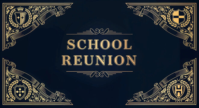 School Reunion Elegance: A Golden-Framed Tribute to Shared Memories, Institutional Pride, and the Joy of Reconnecting with Classmates