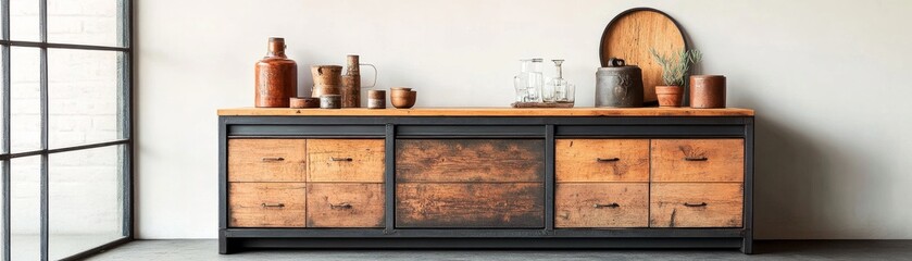 Rustic Wood Dresser with Antique Decor, Home Decor , Furniture