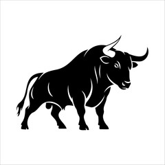 Powerful black silhouette of a bull