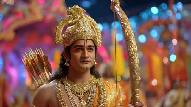 Divine Rama: revered name, Ramachandra spirit, warrior victory, Ayodhya ruler, faithful husband, dharma example, Bhakta-vatsala protector, sacred festivals, victorious Ravana conqueror.