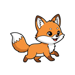 Obraz premium Adorable cartoon fox illustration with a friendly and playful expression perfect for children's designs