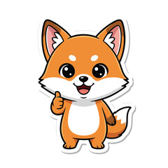 Fototapeta premium Cute cartoon fox character giving a thumbs up gesture with a friendly expression
