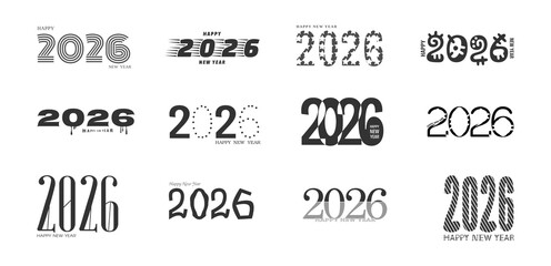 Happy New Year 2026 Typography Pack | Stylish Number Designs for Cards, Posters & Festive Graphics