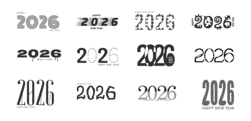 Happy New Year 2026 Typography Pack | Stylish Number Designs for Cards, Posters & Festive Graphics