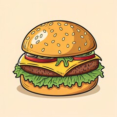 Cartoon Style Hamburger Illustration Simple and Clean