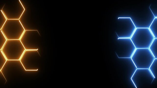 Glowing neon Hexagonal frame.abstract beautiful neon light frame background. abstract neon light Hexagonal border frame