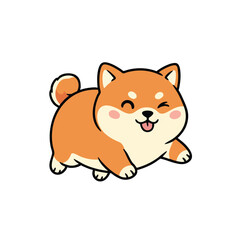 Obraz premium Cute and playful shiba inu puppy illustration with a happy expression and wagging tail