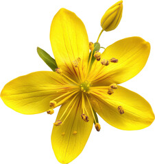 St. john's wort flower bloom with bud isolated on