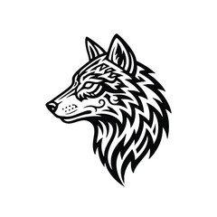 Fototapeta premium Intricate Tribal Wolf Head Tattoo Design Vector Graphic Stylized Canine Portrait