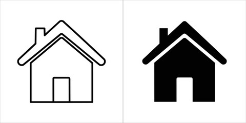 Two house icons, one outline and one filled