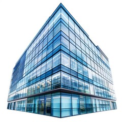 Obraz premium Glass facade of a modern office building reflecting blue sky