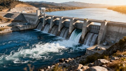 Discover the resilient beauty of a dam in a rainy valley setting