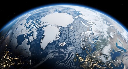 Earth arctic ice climate change global warming polar ice caps melting sea level rise environment crisis view