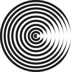 Naklejka premium Black circular spiral abstract shape optical illusion line art collection, geometric concentric circle group, hypnotic vortex round pattern, minimal vector design element bundle