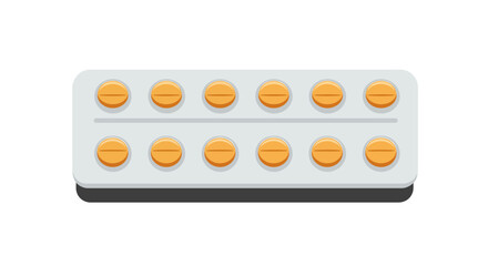 Blister pack of orange pills, medication for health and wellness.