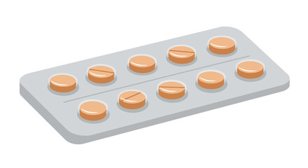 Blister pack of round, orange pills with score lines.