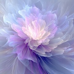An abstract digital artwork resembling a delicate, ethereal flower. 