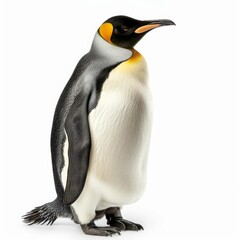 Fototapeta premium Majestic king penguin standing in profile on a pure white background