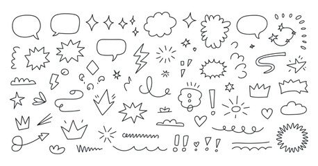 Doodle Elements Collection: Hand Drawn Style, Vector Illustration