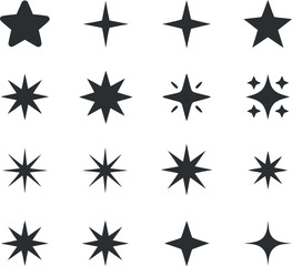 Set Of Vector Star Icons Design Elements Collection Isolated Geometric Shapes Decorative Graphic Style Clean Composition Minimal Professional