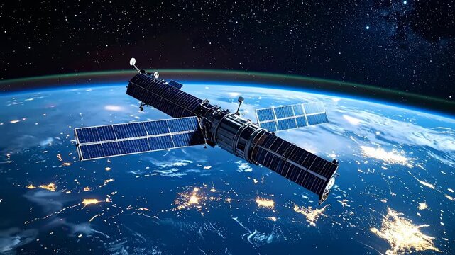 Satellite Orbiting Earth Capturing Data and Transmitting Signals.