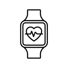 Smartwatch with heart rate monitor icon on white background
