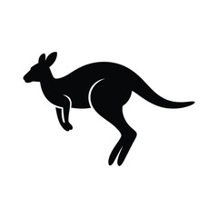 Fototapeta premium Kangaroo jumping, wild animal silhouette, isolated on white