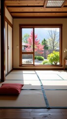 Serene Japanese Tea House Interior