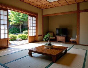 Serene Japanese Garden Room Interior
