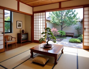 Serene Japanese Garden Room Interior