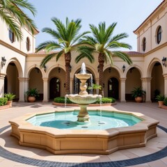 Elegant Courtyard Fountain Luxurious Villa