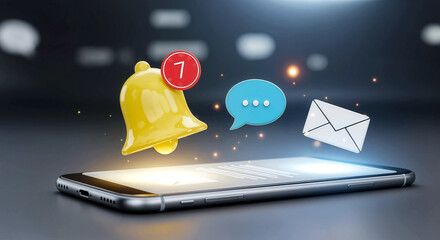 Mobile Alert Magic: Visualizing Real-Time Notifications from Messaging, Email, and App Alerts in a Connected, Sparkling Digital World