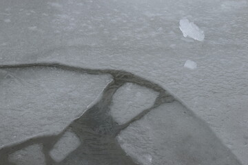 icy water flowing in the river