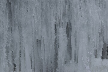 Icy waterfall with icicles.