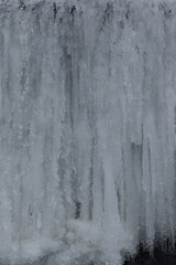 Icy waterfall with icicles.