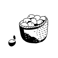 basket full of apples on white background