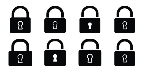 lock minimal silhouette icon set