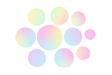 Iridescent pastel holographic abstract circles floating transparent background