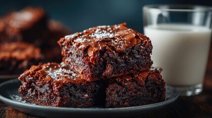 Fudgy Chocolate Brownies with Milk