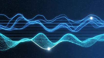 Abstract glowing digital wave patterns representing data flow and network connections. - Powered by Adobe