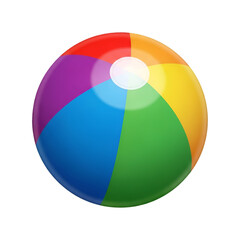 Obraz premium 3d icon of a colorful beach ball with segments of red, orange, yellow, green, blue, and purple, isolated on transparent background