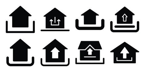 upload minimal silhouette icon set