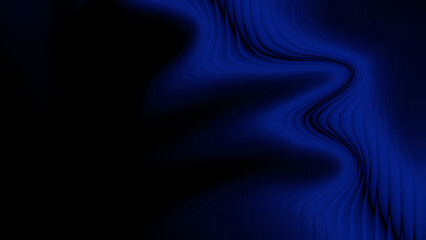 Elegant dark blue and black abstract background with smooth glass wave pattern. Fluid wave lines and glass-like light reflections. Modern design for technology, business or creative branding visuals.