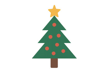 Fototapeta premium Christmas tree with star decoration, celebrating winter holiday season, festive graphic icon