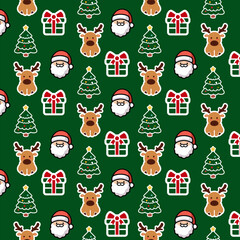 Naklejka premium Christmas Sale Banner Background with Santa, Reindeer, Gifts, and Trees | Flat Vector Holiday Marketing Design