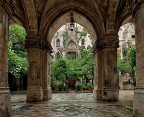 Bountiful architectural arches and an amazing garden view.